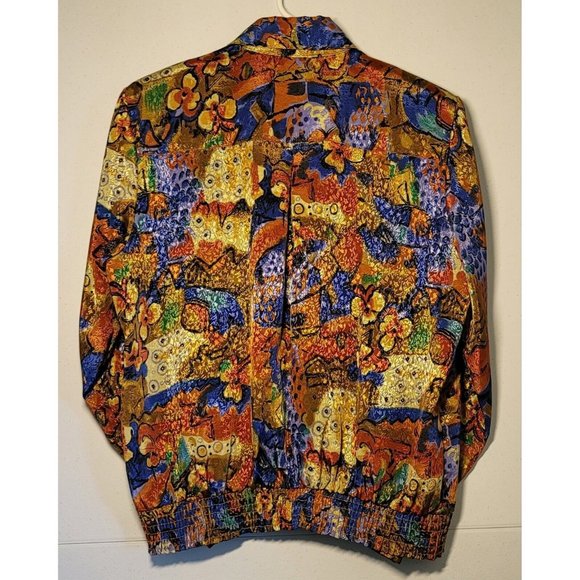 VTG Women's Alli Petites Of Cali Size 14 Golden Floral Button Down Top Jacket - Picture 2 of 12